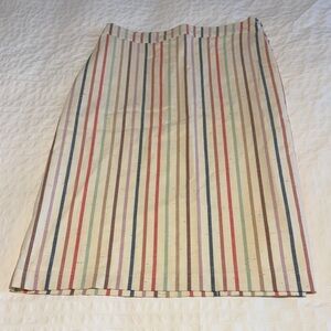 Madewell Cream Pencil Skirt with Multicolor Vertical Stripes